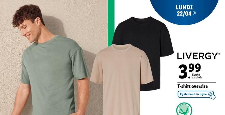 Livergy - T-shirt Oversize  offre à 3,99€ sur Lidl