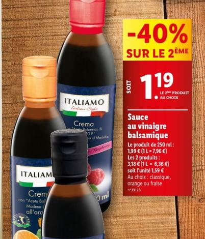 Italiamo - Sauce Au Vinaigre Balsamique offre à 1,19€ sur Lidl
