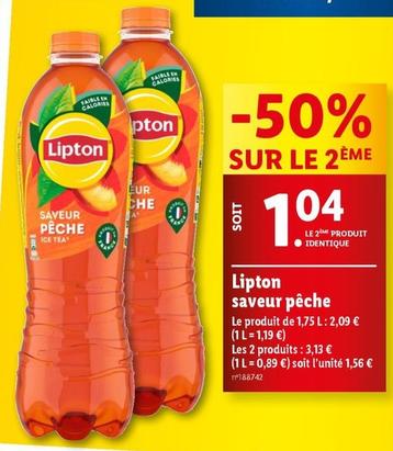 Lipton - Saveur Pêche offre à 1,04€ sur Lidl