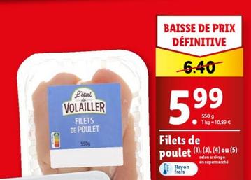 Volailler - Filets De Poulet  offre à 5,99€ sur Lidl