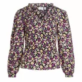 Blouse smockée imprimé fleuri col V à volant Femme VILA offre à 9,66€ sur Degriff'Stock