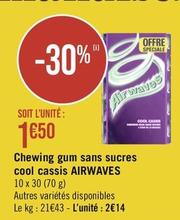 Airwaves - Chewing Gum Sans Sucres Cool Cassis  offre à 2,14€ sur Géant Casino