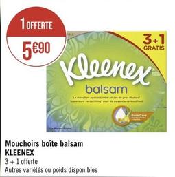Kleenex - Mouchoirs Boîte Balsam offre à 5,9€ sur Géant Casino
