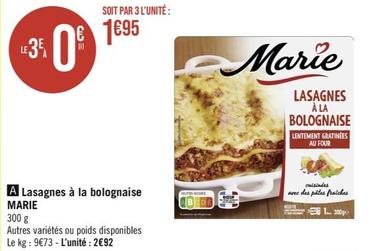 Marie - Lasagnes À La Bolognaise offre à 2,92€ sur Géant Casino