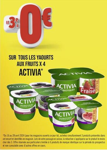Activia - Sur Tous Les Yaourts Aux Fruits X 4 offre sur Géant Casino