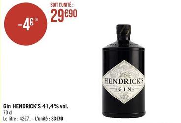 Hendrick's - Gin 41,4% Vol. offre à 29,9€ sur Géant Casino