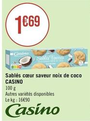 Casino - Sablés Cœur Saveur Noix De Coco offre à 1,69€ sur Géant Casino