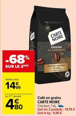 Carte Noire - Café En Grains offre à 14,99€ sur Carrefour Express