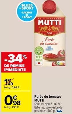 Mutti - Purée De Tomates offre à 0,98€ sur Carrefour City