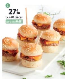 40 Mini-cheesburgers offre à 27,38€ sur Auchan Hypermarché