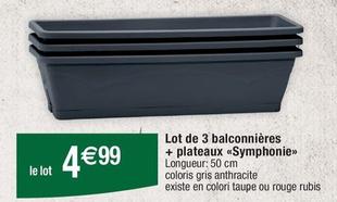 E Lot De 3 Balconnières + Plateaux Symphonie offre à 4,99€ sur Migros France