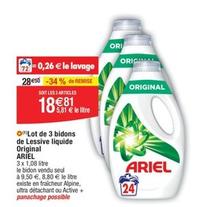 Ariel - Lot De 3 Bidons De Lessive Liquide Original
