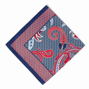 bandana en 100% soie - rouge - twill imprimé paisley - unisexe - 67x67 cm