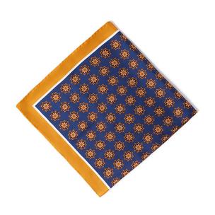 bandana en 100% soie - bleu marine - twill imprimé mandalas - unisexe - 67x67 cm