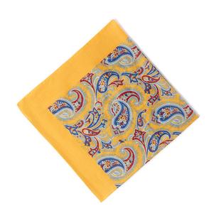 bandana carré en 100% coton - jaune - imprimé paisley - unisexe - 67x67 cm