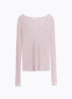 Pull Col V Manches Longues en Coton Organique / Viscose