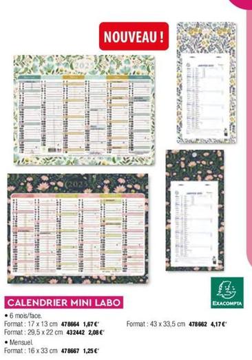 Calendrier Mini Labo offre à 1,25€ sur Calipage