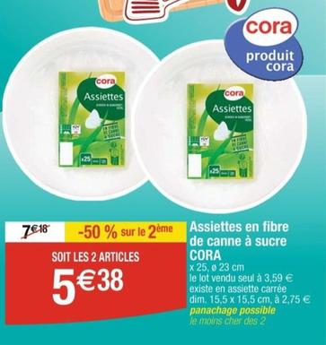Cora - Assiettes En Fibre De Canne A Sucre De Canne A Sucre  offre à 5,38€ sur Cora