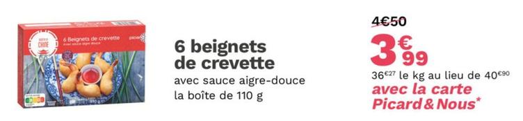 Picard - 6 Beignets De Crevette offre à 3,99€ sur Picard