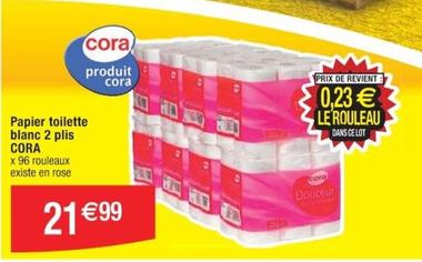 Cora - Papier Toilette Blanc 2 Plis  offre à 21,99€ sur Cora