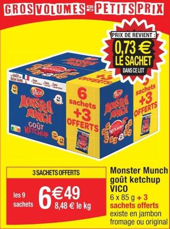 Vico - Monster Munch Goût Ketchup offre à 0,73€ sur Cora