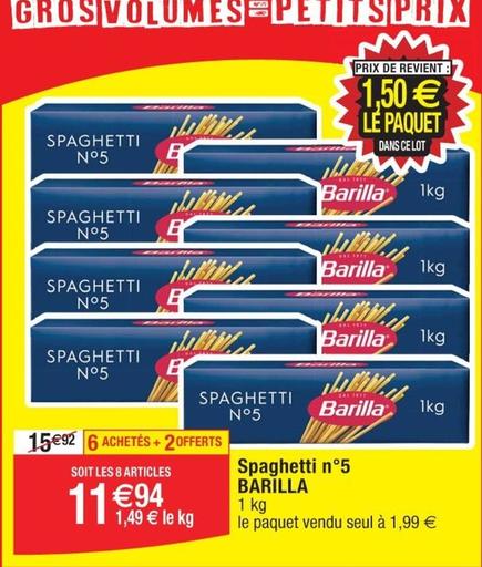 Barilla - Spaghetti N*5 offre à 1,99€ sur Cora
