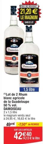 Damoiseau - Lot De 2 Rhum Blanc Agricole De La Guadeloupe 50% Vol.  offre à 42,4€ sur Cora