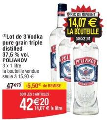 Poliakov - Poliako Lot De 3 Vodka Pure Grain Triple Distilled 37,5% Vol. offre à 42,2€ sur Cora