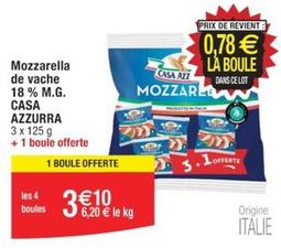 Casa Azzurra - Mozzarella De Vache 18% M.G. offre à 3,1€ sur Cora