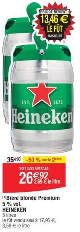 Heineken - Bière Blonde Premium 5% Vol. offre à 26,92€ sur Cora