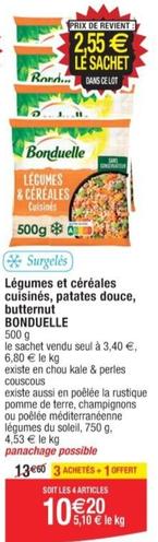 Bonduelle - Légumes Et Cereales Cuisines,Patates Douce,Butternut  offre à 3,4€ sur Cora