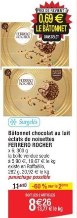 Ferrero Rocher - Batonnet Chocolat Au Lait Eclats De Noisettes  offre à 5,9€ sur Cora