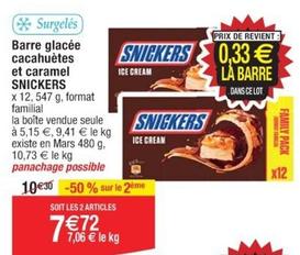 Snickers - Barre Glacee Cacahuetes Et Caramel  offre à 5,15€ sur Cora