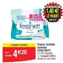 Fess'Nett - Papier Toilette Humide  offre à 4,2€ sur Cora