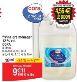 Cora - Vinaigre Menager 12% Vol. offre à 1,1€ sur Cora