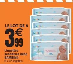 Bambinii - Lingettes Sensitives Bébé offre à 3,99€ sur Cora