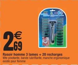 Rasoir Homme 3 Lames + 20 Recharges offre à 2,69€ sur Cora