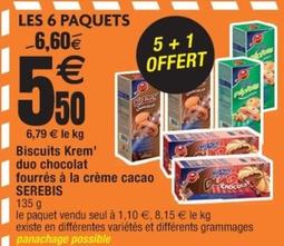 Serebis - Biscuits Krem'Duo Chocolat Fourrés À La Crème Cacao offre à 1,1€ sur Cora