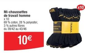 Mi-chaussettes De Travail Homme offre à 10€ sur Cora