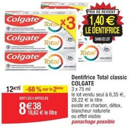 Colgate - Dentifrice Total Classic offre à 8,38€ sur Cora