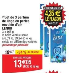 Lenor - Lot De 3 Parfum De Linge En Perles Envolée D'air offre à 13,05€ sur Cora