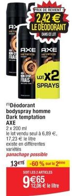 Axe - Déodorant Bodyspray Homme Dark Temptation offre à 9,65€ sur Cora