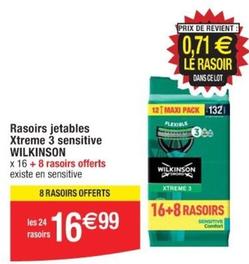 Wilkinson - Rasoirs Jetables Xtreme 3 Sensitive offre à 16,99€ sur Cora