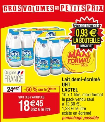 Lactel - Lait Demi-Écrémé UHT offre à 12,3€ sur Cora