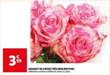 Bouquet De 5 Roses Très Gros Boutons offre à 3,99€ sur Auchan Hypermarché