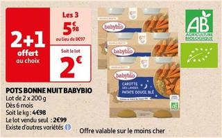 Baby Bio - Pots Bonne Nuit  offre à 2,99€ sur Auchan Hypermarché