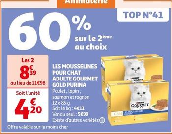 Purina - Les Mousselines Pour Chat Adulte Gourmet offre à 5,99€ sur Auchan Hypermarché