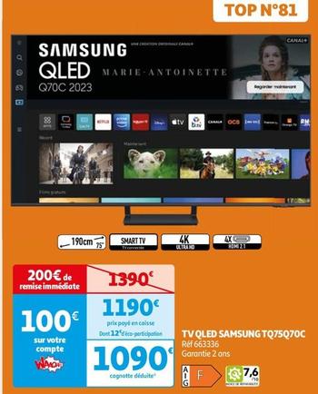 Samsung - Tv Qled TQ75Q70C offre à 1190€ sur Auchan Hypermarché