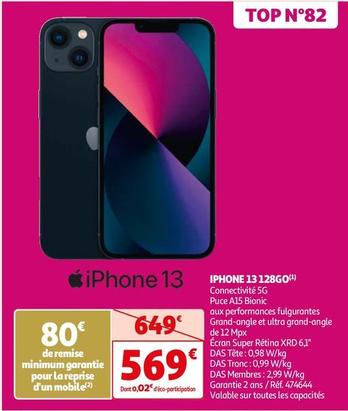 Apple - Iphone 13 128GO  offre à 569€ sur Auchan Hypermarché