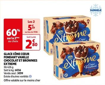 Nestlé - Glace Cône Cœur Fondant Vanille Chocolat Et Brownies Extreme